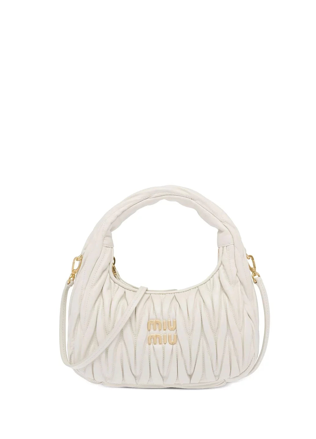 Miu Wander Matteles Small Hobo Bag White