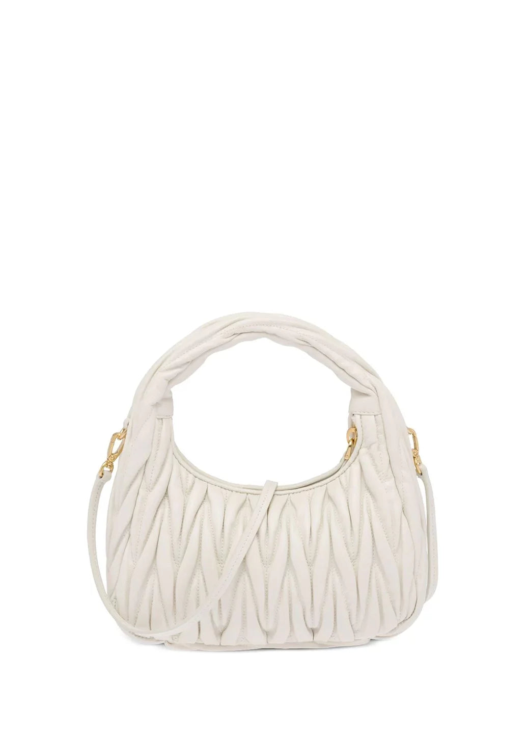 Miu Wander Matteles Small Hobo Bag White